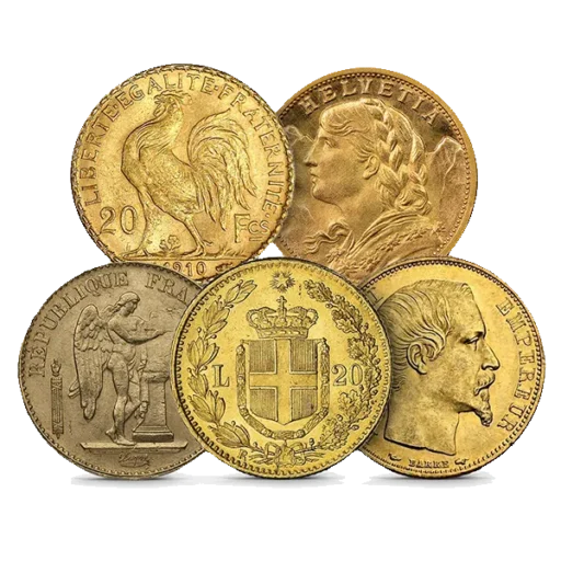 Latin Monetary Union 20 Franc/Lira Gold Coins