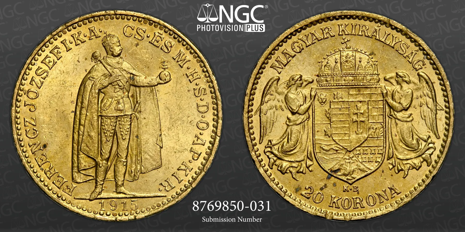 Franz Joseph 20 Korona 1915 KB NGC MS61 - Image 2