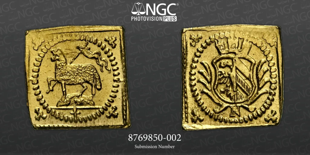 NÜRNBERG City 1/8 Ducat Klippe (1700). Lammprägung NGC MS65